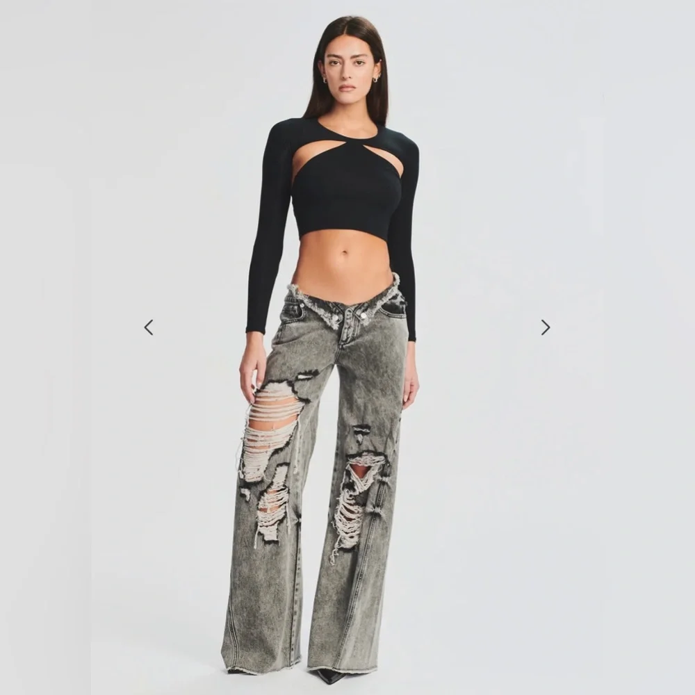 SER.O.YA Sierra Top Black XS NWT Long Sleeve Cropped Cutout Sexy REVOLVE